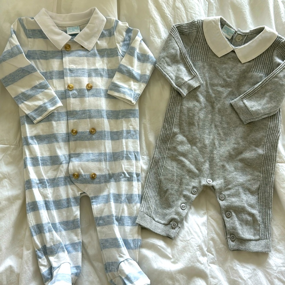 Edgehill Collection Longsleeve Sleeper with Collar and Button Detail Newborn 3M